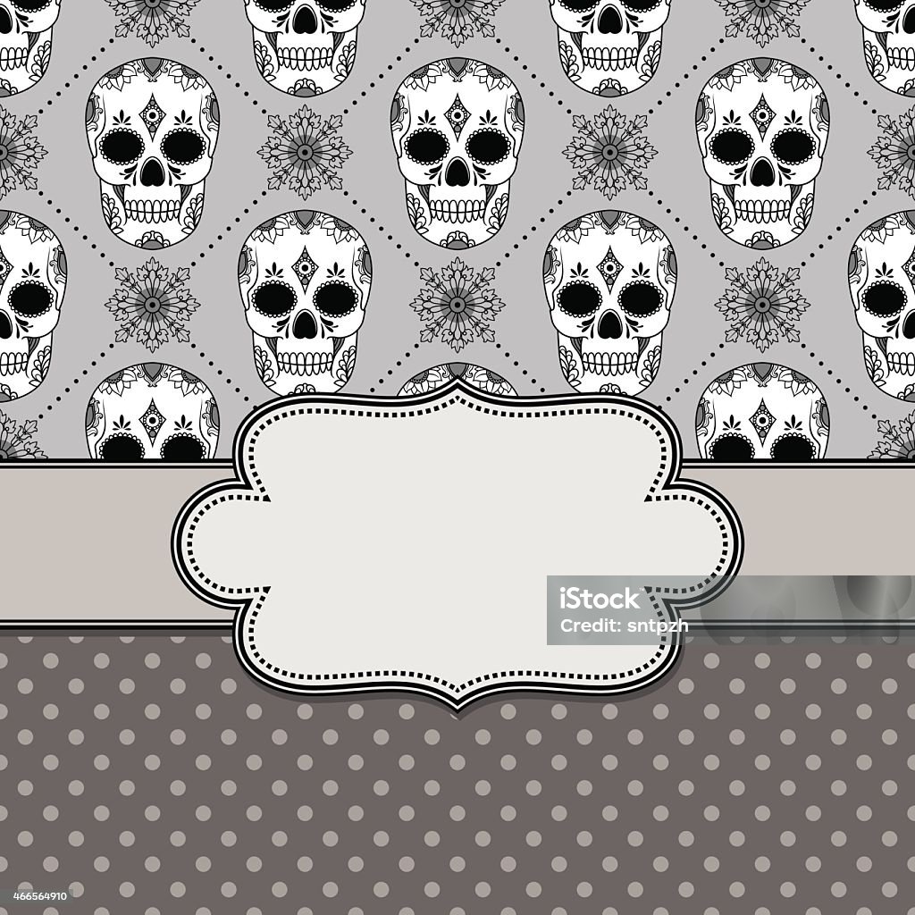 Vector vintage frame with skulls and text place beautiful vector background. Grunge background with drops and splashes Border - Frame stock vector