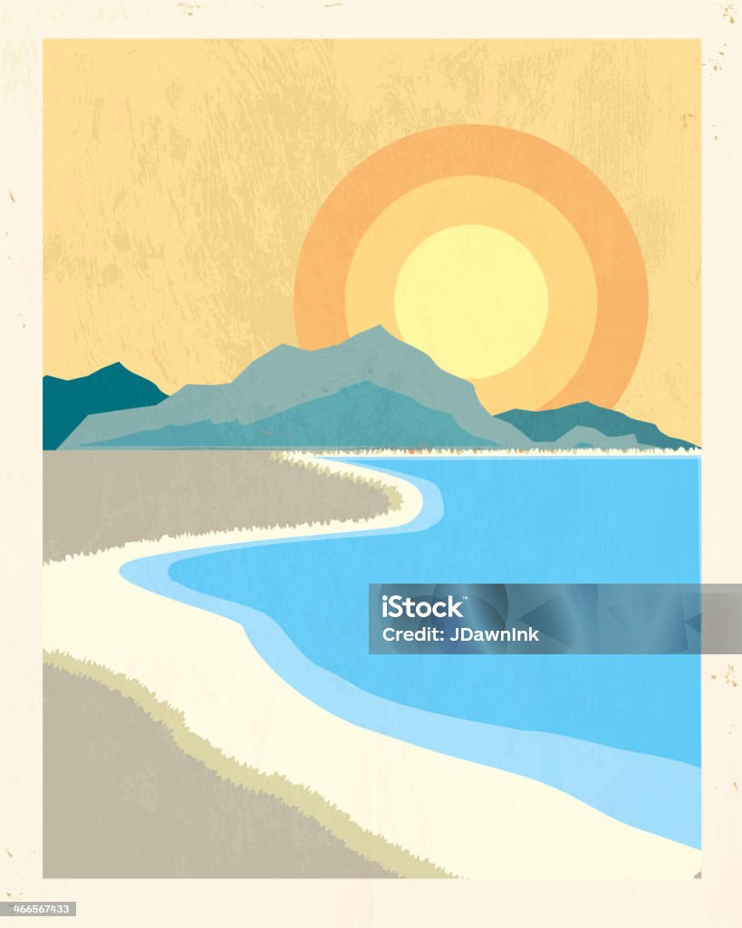 Retro beach poster backgound with lot's of texture Retro beach backgound with lot's of texture Mountain stock vector