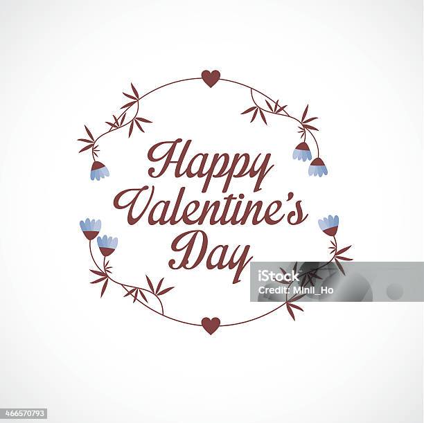 Happy Valentinstagcard Mit Garland Blumen Und Herzen Stock Vektor Art und mehr Bilder von Alphabet