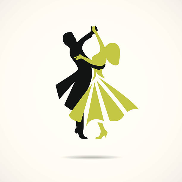 Dancing couple isolated on a white background Silhouette of dancing couple isolated on a white background classical theater stock illustrations