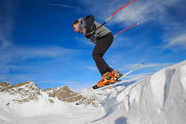 istock Alpine skier in a jump 466571339