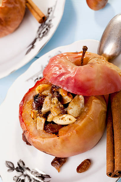 istock Baked apples with nuts and raisins 466571933