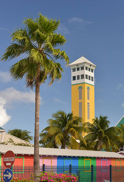 View of exceptionally colorul area of a port in Nassau, capital of the Bahamas.