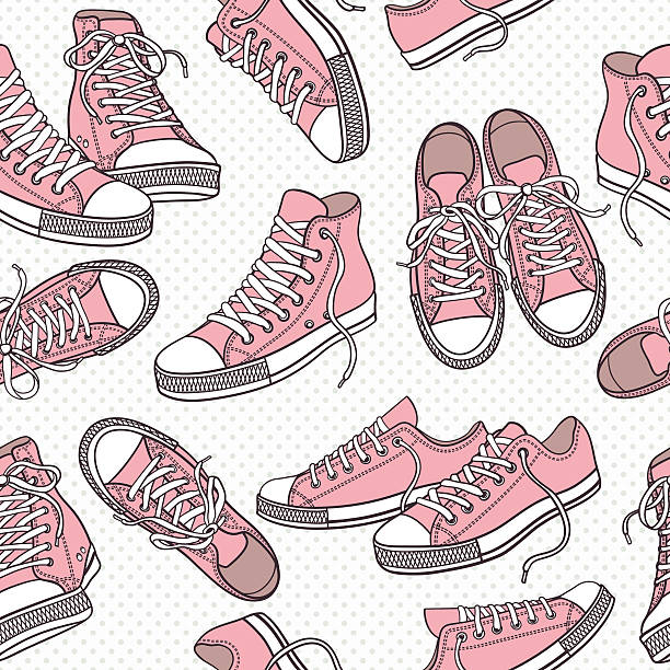illustrazioni stock, clip art, cartoni animati e icone di tendenza di seamless pattern con sneaker - hide leather backgrounds isolated