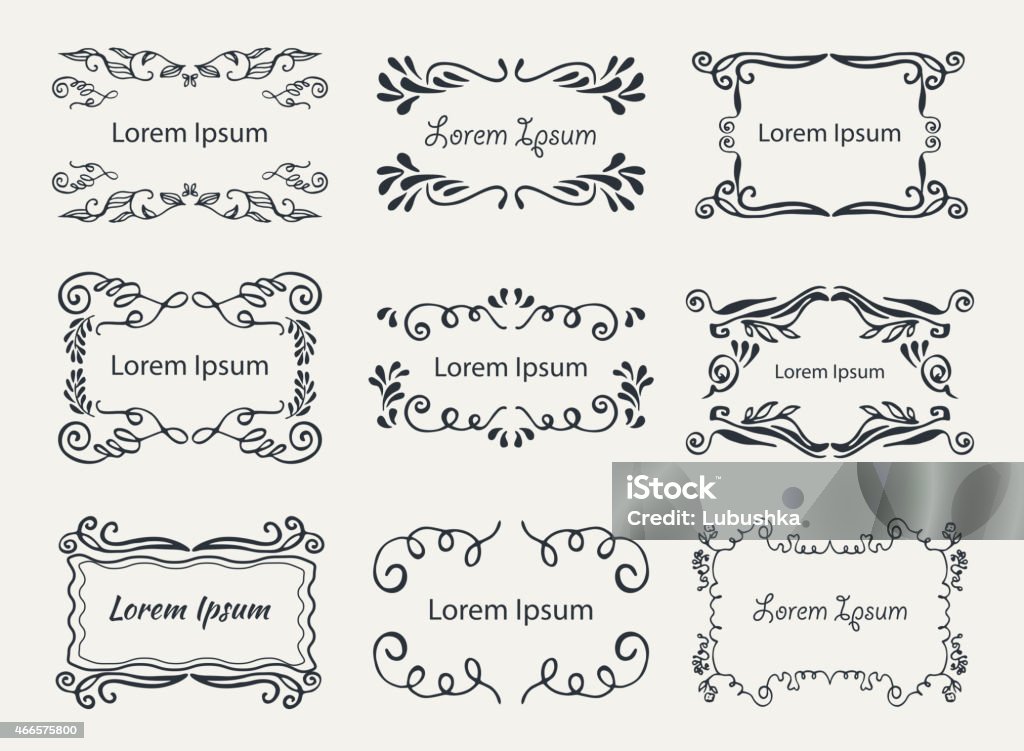 Hand drawn frames around a quote Light Hand-drawn elements. Monogram rectangle frame.  Set Graphic Design. 2015 stock vector