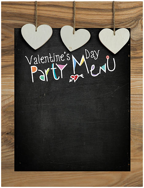 istock Valentine's Day Party Menu Chalkboard in wooden frame 466576977