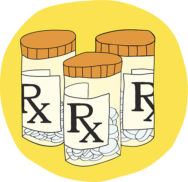 Prescription Pills Bottle vector art illustration