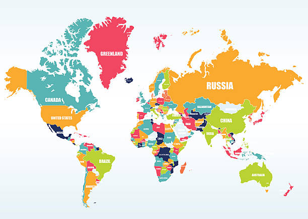 weltkarte-länder - world map map vector countries stock-grafiken, -clipart, -cartoons und -symbole