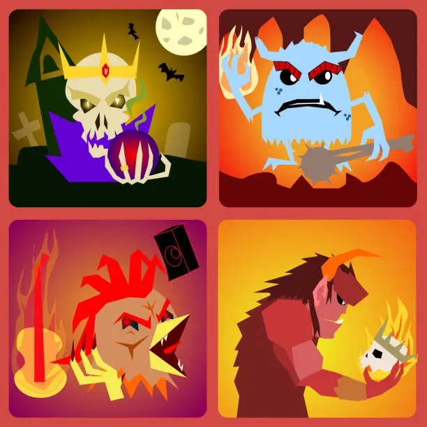 Vector illustration of evil Icons in flat style for web and mobile vector