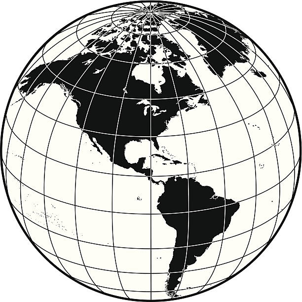 Earth with grid lines the Americas vector art illustration