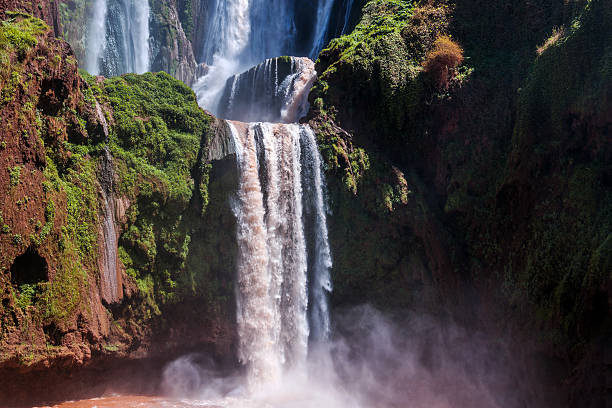 Cascade at Cascades D'Ouzoud waterfall  rainbow in Morocco North Africa
