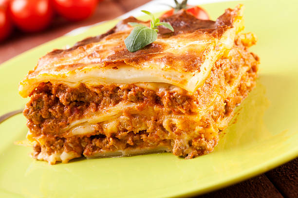 istock Portion of tasty lasagna on a plate 466588913