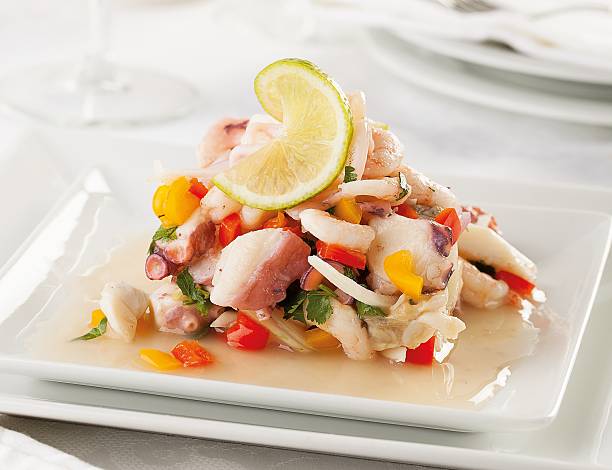 Seafood ceviche A typical seafood raw fish ceviche from Peru peruvian culture photos stock pictures, royalty-free photos & images