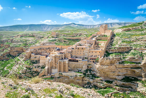 Mar Saba monastery Holy Lavra of Saint Sabbas the Sanctified, known in Arabic as Mar Saba kidron valley stock pictures, royalty-free photos & images