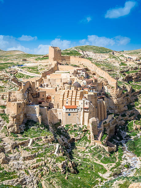 Mar Saba monastery Holy Lavra of Saint Sabbas the Sanctified, known in Arabic as Mar Saba kidron valley stock pictures, royalty-free photos & images