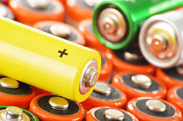 istock Composition with alkaline batteries. Chemical waste 466597493