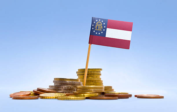istock Flag of Georgia in a stack of coins.(series) 466597566