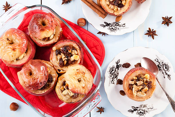 istock Baked apples with nuts and raisins 466600763