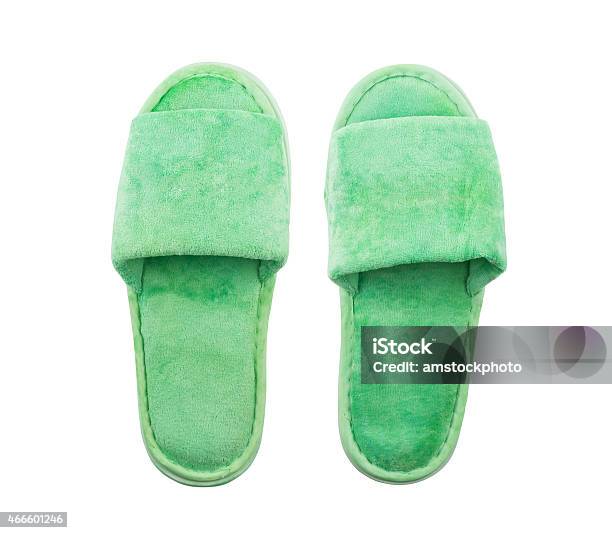 Green Slippers Stock Photo - Download Image Now - Slipper, Softness, White Background