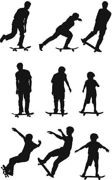 スケーター - skateboarding skateboard silhouette teenager点のイラスト素材／クリップアート素材／マンガ素材／アイコン素材