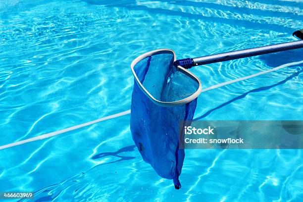 Blue Net Above Empty Blue Pool Stock Photo - Download Image Now - Autumn, Blue, Clean