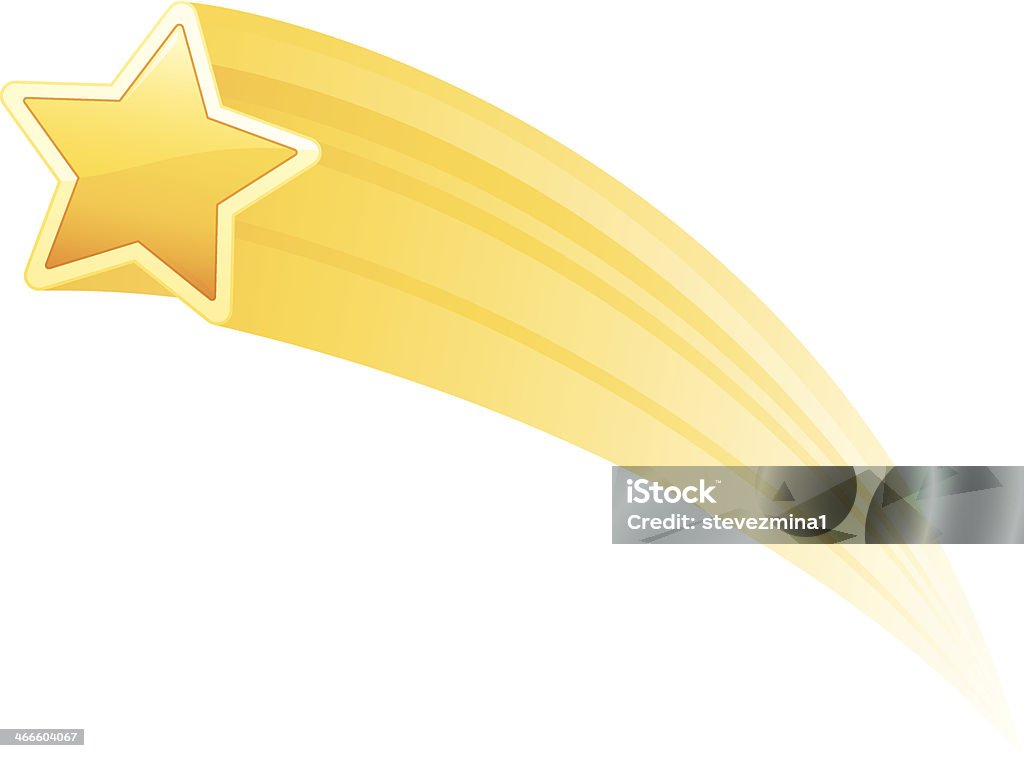 Ilustracja przedstawiająca żółty shooting star na białym tle - Grafika wektorowa royalty-free (Ślad gwiazdy)