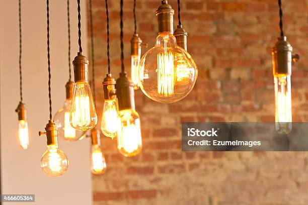 Antique Light Bulbs Stock Photo - Download Image Now - Backgrounds, Illuminated, Light Bulb