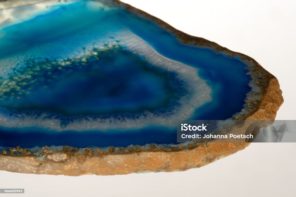 Poilshed Slice of banded blue Agate / Polierter blauer Achat 2015 Stock Photo