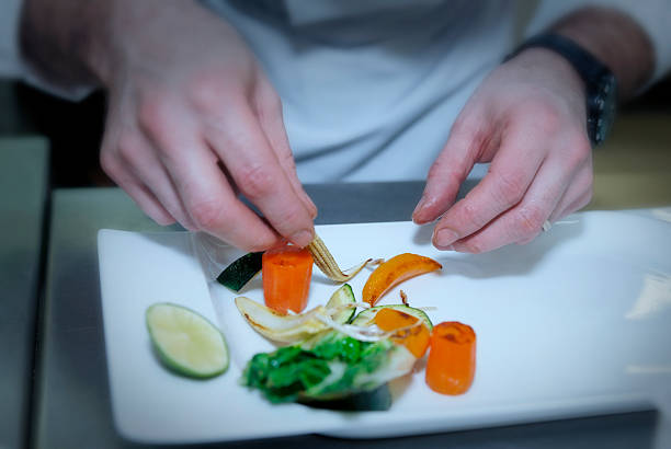 istock Chef is arranging delicious vegetarian dish 466606183