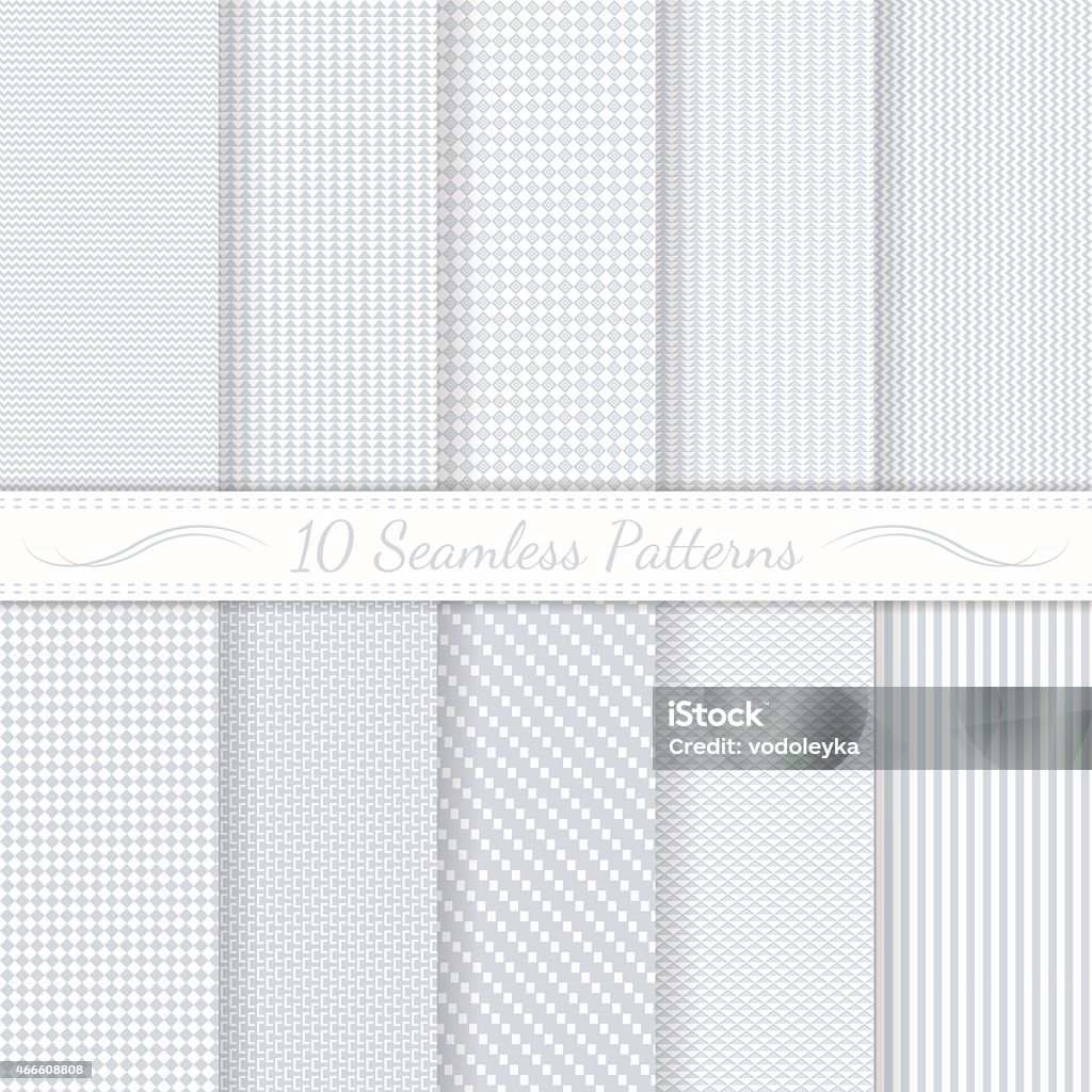 Set of ten seamless retro patterns in gray Set of ten subtle seamless patterns. Monochrome. Classic. Swatches of seamless patterns included in the file. Seamless Pattern stock vector