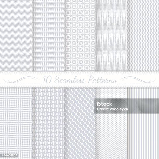Set Of Ten Seamless Retro Patterns In Gray Stock Illustration - Download Image Now - Seamless Pattern, Collection, Elegance