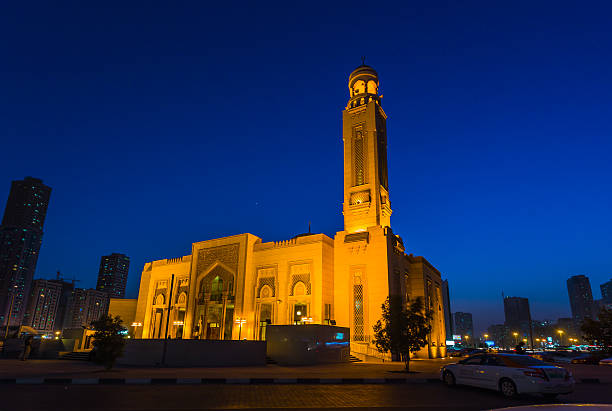istock Al Noor Mosque in Sharjah at night 466609527