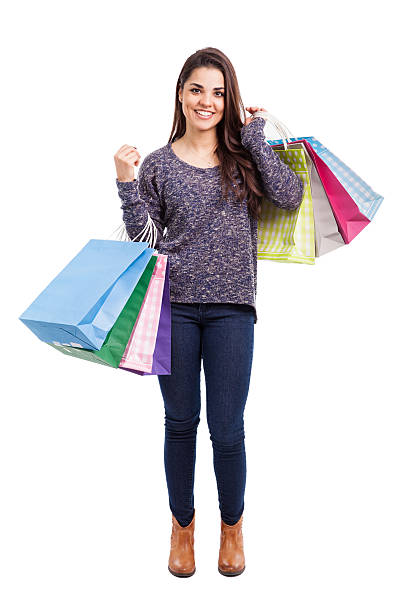 istock Latin girl on shopping spree 466609854