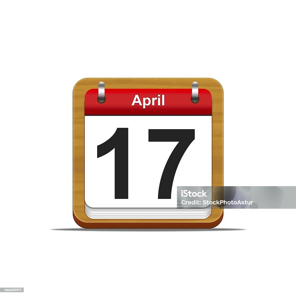 April 17. Illustration elegant wooden calendar on white background. April Stock Photo