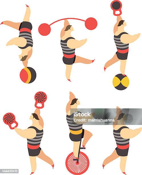 Set Of Circus Stock Illustration - Download Image Now - 2015, Acrobat, Activity