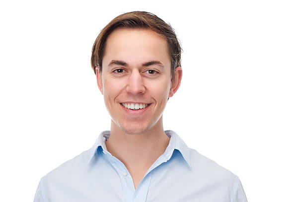 istock Horizontal portrait of a happy young man smiling 466615101