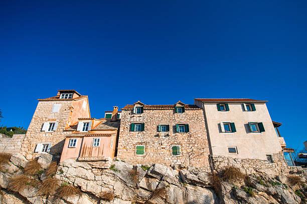 Ancient buildings facades on the rock in Split city centre. Croatiafacades on the rock in Split city centre. Croatia