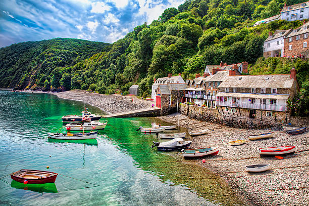Clovelly sailboat seaside river dock From Clovelly, a fishing port in Devon devon stock pictures, royalty-free photos & images
