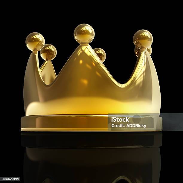 Golden Crown High Resolution 3d Stock Photo - Download Image Now - 2015, Award, Black Background