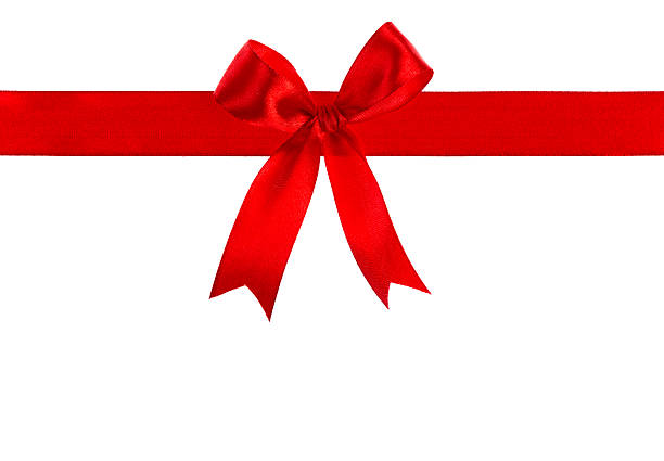 istock Shiny red ribbon on white background with copy space 466624699