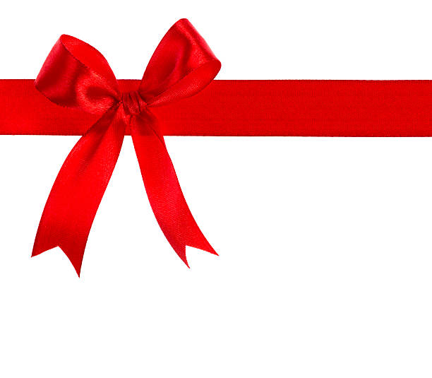 istock Shiny red ribbon on white background with copy space 466624733