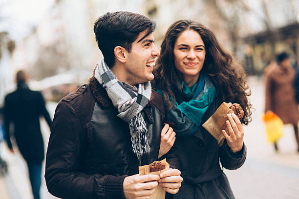 istock Happy couple eating 466625228