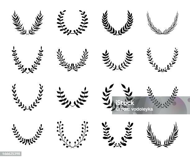 Set Of Laurel Wreaths Stock Illustration - Download Image Now - 2015, Anniversary, Antiquities