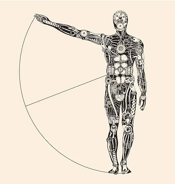 Vector illustration of Ideal human proportion that governs the universe. Making of Humans.