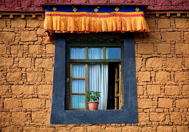 Tibetan window stock photo