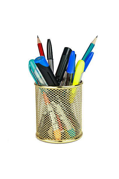 istock metalic gold pen holder 466629886