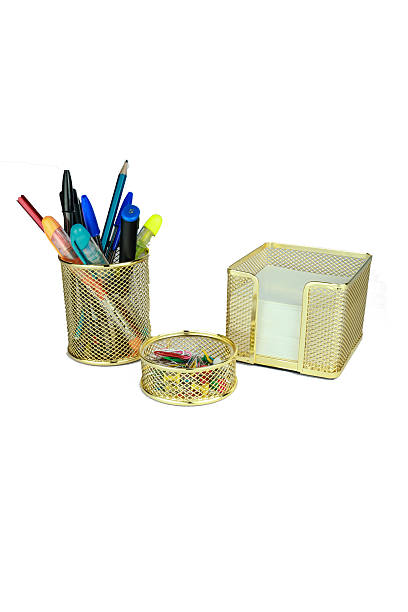 istock metalic gold pen holder set 466630366