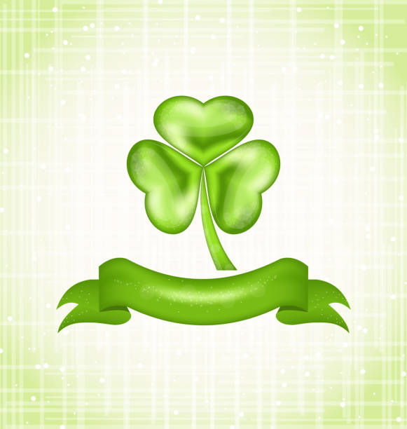 shamrock z wstążka do saint patrick dzień - clover ribbon march northern ireland stock illustrations