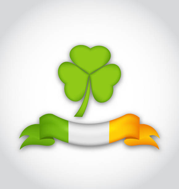 koniczyna z wstążka flaga irlandii kolory do st. patrick's day - clover ribbon march northern ireland stock illustrations
