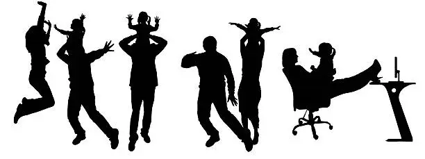 Photo of vector illustration with family silhouettes.